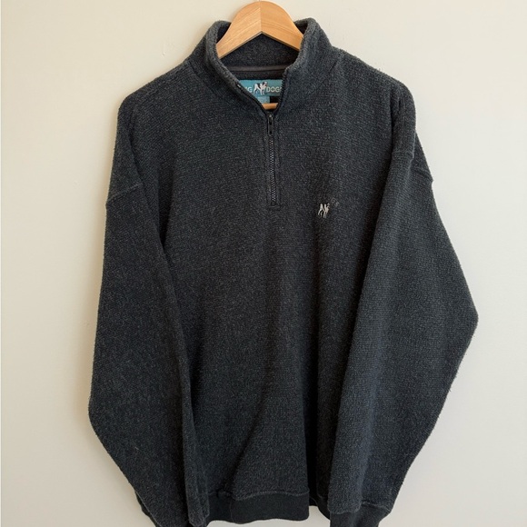 Vintage 90s Big Dogs Gray 1/4 Quarter Zip Mens L - Picture 1 of 10